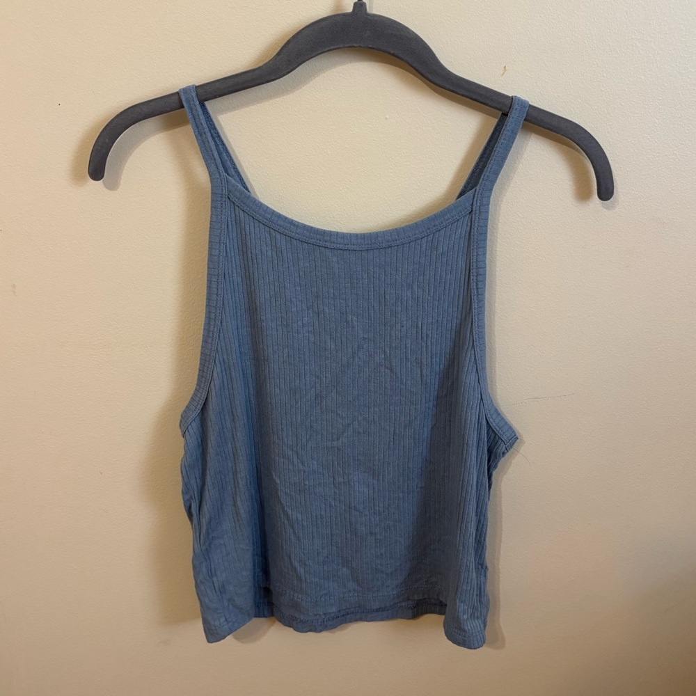 glo Fashion Blue Ribbed Tank Top Size Large